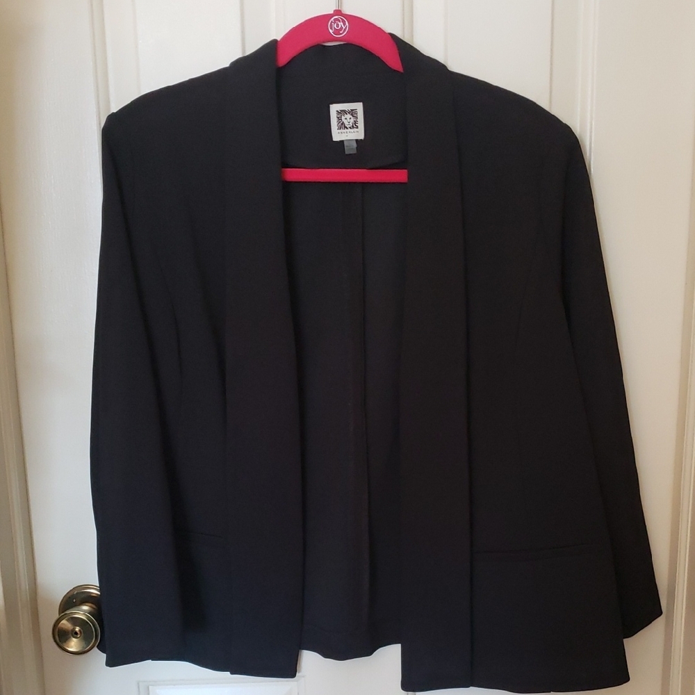 Anne Klein Classic Black Open Front Blazer Size Large